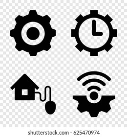 Gear icons set. set of 4 gear filled icons such as 
