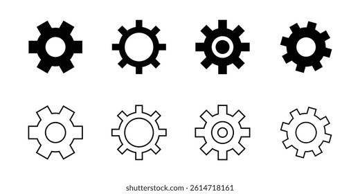 Gear Icons Set, Classic Settings Gear Icons, Gear Symbol Icon Set, Mechanical Settings Icons