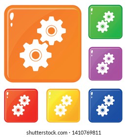 Gear icons set collection vector 6 color isolated on white background