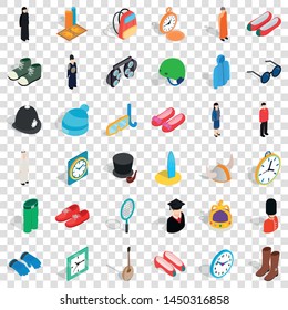 Gear icons set. Isometric style of 36 gear vector icons for web for any design