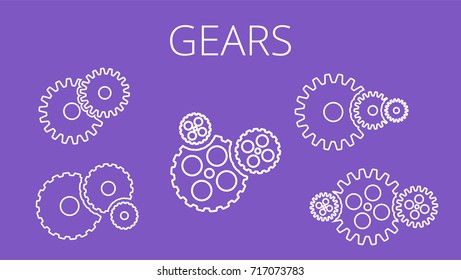 Gear icons set. Machine gear collection in flat design. Vector illustration.