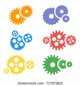 Gear icons set. Machine gear collection in flat design. Vector illustration.