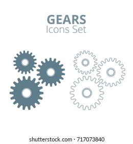 Gear icons set. Machine gear collection in flat design. Vector illustration.