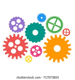 Gear icons set. Machine gear collection in flat design. Vector illustration.