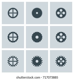 Gear icons set. Machine gear collection in flat design. Vector illustration.