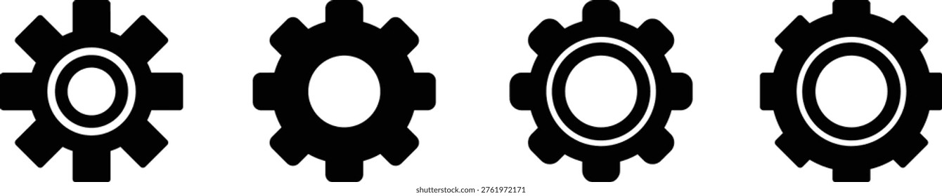 Gear icons set mechanical cogwheel collection industrial settings symbol vector design