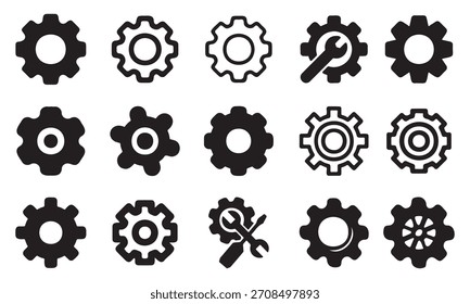 Gear Icons Set | Settings, Engineering, Mechanic Tools Vector Pack