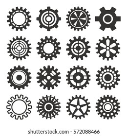 Gear icons silhouette isolated vector illustration.