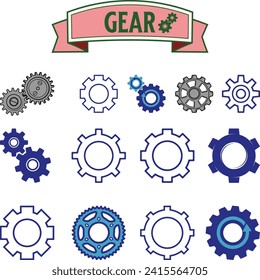 Gear icons template color editable. Gear symbol vector sign isolated on white background.