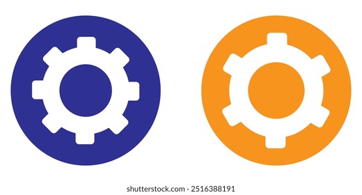 Ícones da engrenagem Ícones vetoriais de engrenagens de cores diferentes. Ícone de engrenagem azul e laranja definido no fundo branco.