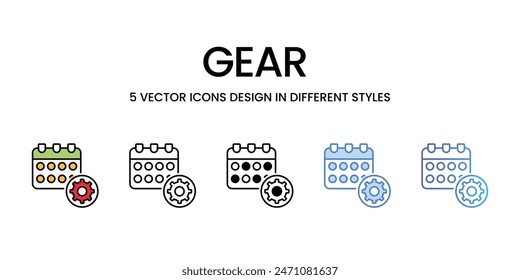 Gear icons vector set stock illustration.