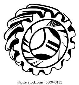 Gear icont. Vector transmission cog wheels and gears isolated on white background