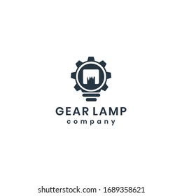 Gear idea bulb lamp logo vector graphic design