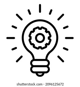 Gear Idea Light Bulb Flat Icon Isolated On White Background
