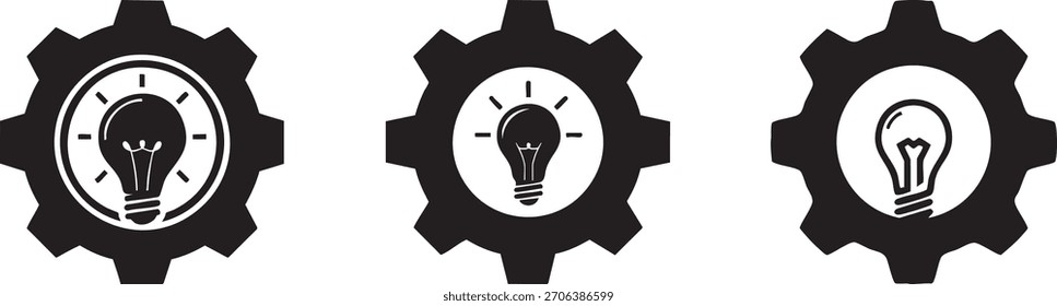 Gear Idea Logo Set. innovation illustration, gear, creative