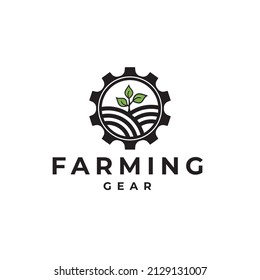 Gear illustration farm design logo, used for agricultural companies, design template