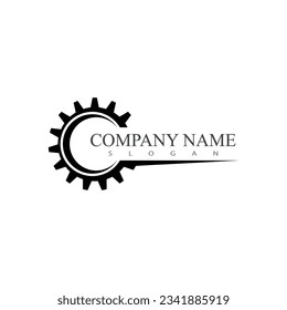 Gear illustration logo icon vector flat design template and symbol