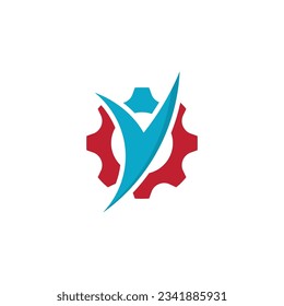 Icono de la ilustración del engranaje vector plantilla de diseño plano y símbolo