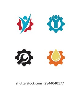 Gear illustration logo icon vector flat design template and symbol