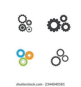 Gear illustration logo icon vector flat design template and symbol