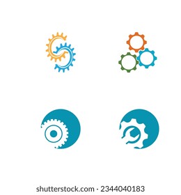 Gear illustration logo icon vector flat design template and symbol