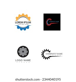 Icono de la ilustración del engranaje vector plantilla de diseño plano y símbolo