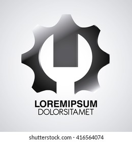 Gear illustration. Machine icon. Cog design