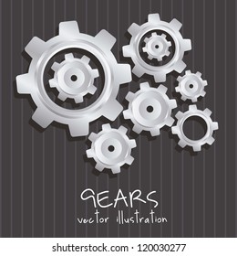 gear illustration metallic texture, lines background, vector illustration