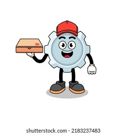 gear illustration as a pizza deliveryman , character design