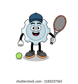 gear illustration as a tennis player , character design