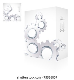 Gear illustration. Vector packaging box.
