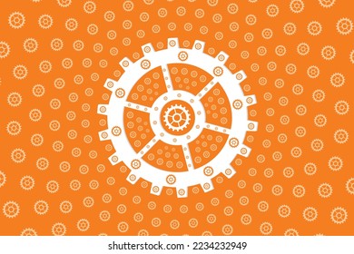 Gear images texture background, white gears with orange background, oragne gear texture