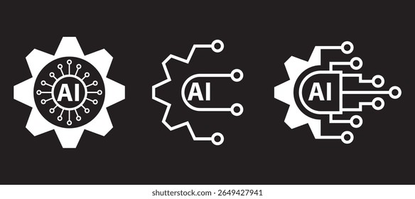 gear industry artificial intelligence ai circuity board negative icon vector image