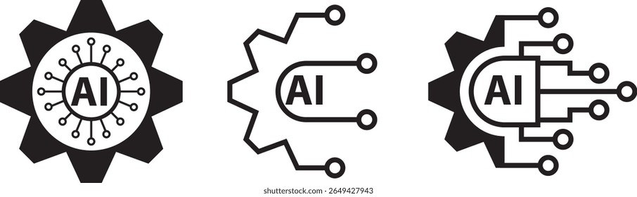 Industria de engranajes Inteligencia artificial AI Circuity Board Icono Vector Imagen