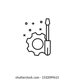 Gear industry construction tool icon. Simple line, outline vector of industry icons for ui and ux, website or mobile application on white background