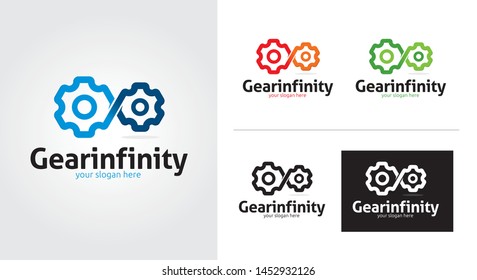 Gear infinity creative and minimalist logo template Set