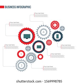Gear infographics elements design. Abstract business workflow