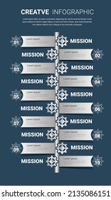 Gear infographics for presentation 10 steps. Cogwheel transmission connecting mechanical, Engineering tech progress business, Cogwheel connection banner, EPS 10.