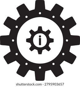Gear with information icon, mechanical settings and details.