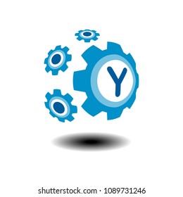 Gear initial Y vector logo template illustration design