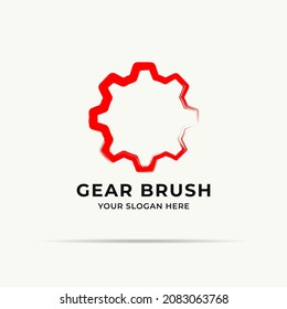gear ink brush stroke logo for mechanical and machine inspiration logo