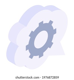 Gear inside cloud depicting cloud management isometric icon