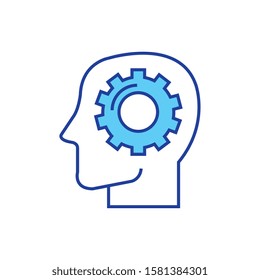 Gear inside head design, construction work repair machine part technology industry and technical theme Vector illustration