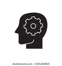 Gear inside head design, construction work repair machine part technology industry and technical theme Vector illustration