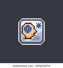gear inside head sign in pixel art style