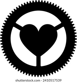 Gear inside heart, vector illustrations elements