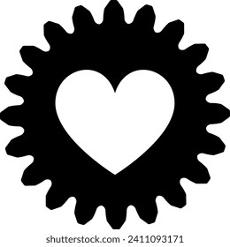 Gear inside heart, vector illustrations elements