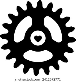 Gear inside heart, vector illustrations elements