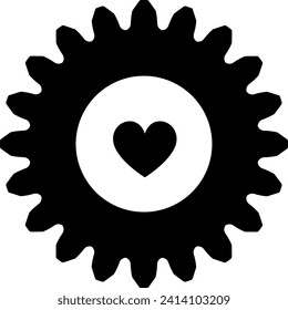 Gear inside heart, vector illustrations elements