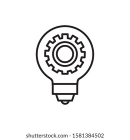 Gear inside light bulb design, construction work repair machine part technology industry and technical theme Vector illustration